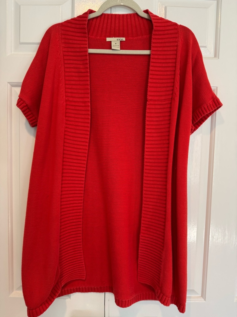 EVIE Bright Red Open-Front Short Sleeve Cardigan